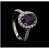 Image 4 : 14KT White Gold 2.66ct GIA Cert Purple Sapphire and Diamond Ring