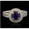 Image 2 : 14KT White Gold 1.12ct Blue Sapphire and Diamond Ring