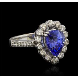 14KT White Gold 3.06ct Blue Sapphire and Diamond Ring