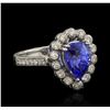 Image 1 : 14KT White Gold 3.06ct Blue Sapphire and Diamond Ring