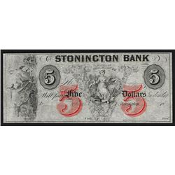 1800's $5 The Stonington Bank of Connecticut Obsolete Note