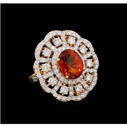 18KT Rose Gold 6.19ct Spessartite Garnet and Diamond Ring