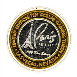 .999 Silver Paris Las Vegas $10 Casino Gaming Token Limited Edition
