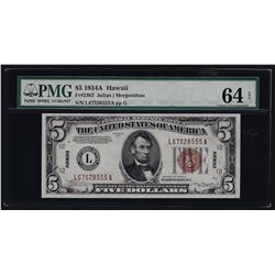 1934A $5 Federal Reserve Hawaii Note PMG Choice Uncirculated 64EPQ