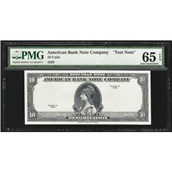 1929 American Bank Note Company Test Note 10 Units PMG Gem Uncirculated 65EPQ