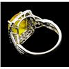 Image 3 : Platinum 5.96ct Yellow Sapphire and Diamond Ring