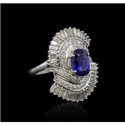 14KT White Gold 3.03ct GIA Cert Sapphire and Diamond Ring