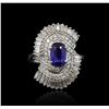 Image 2 : 14KT White Gold 3.03ct GIA Cert Sapphire and Diamond Ring