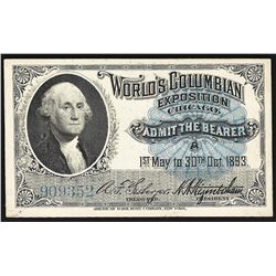 1893 World's Columbian Exposition Ticket Washington