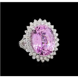 14KT White Gold 22.47ct Kunzite and Diamond Ring