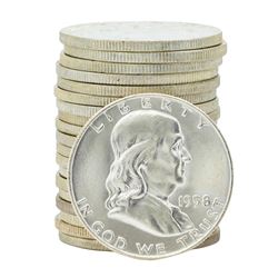 Roll of (20) 1958-D Brilliant Uncirculated Franklin Half Dollar Coins