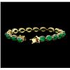 Image 4 : 14KT Yellow Gold 20.25ctw Emerald and Diamond Bracelet