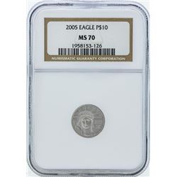 2005 $10 American Platinum Eagle Coin NGC MS70