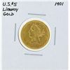 Image 1 : 1901 $5 Liberty Head Half Eagle Gold Coin