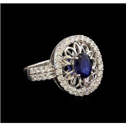 14KT White Gold 1.08ct Blue Sapphire and Diamond Ring