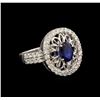 Image 1 : 14KT White Gold 1.08ct Blue Sapphire and Diamond Ring