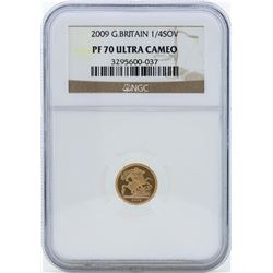 2009 Great Britain 1/4 Sovereign Proof Gold Coin NGC PF70 Ultra Cameo