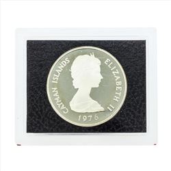 1976 Cayman Islands $50 Sovereign Queens Silver Coin