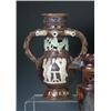 Image 1 : 'Style of 1670', a brown baluster puzzle jug, a collar around the pierced neck joined by the upper..