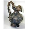 Image 1 : 'H2 116', a blue mask jug with rope handle and beak spout, the bearded mask below between a frieze..