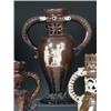 Image 1 : A two handled brown baluster puzzle jug, the pierced gallery with a collar of six white facetted no.