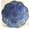 Image 1 : A blue pierced basket edged dish carved in relief with two birds squabbling centrally inside vignet.
