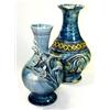 Image 1 : Two blue baluster vases, the smaller applied with lily spray, sprig mark, 13cm high (W), the other..