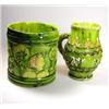 Image 1 : 'No.126', a green mug, the handle applied with yellow jewelling, its terminals on reeded rim bands,.