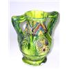 Image 1 : 'No.172', a green two handled baluster vase, the neck with blue raspberry and yellow chevrons above.
