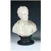 Image 1 : A late 18th century Turner bust of 'Addison', the white stoneware bust on black basalt plinth, he w.