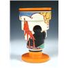 Image 1 : A Clarice Cliff Summerhouse pattern vase, the brightly enamelled body tapering in cylindrical steps.