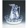 Image 1 : 'The Six Swans', an Edwardian Royal Doulton jug and bowl printed in inky blue with the maiden and sw