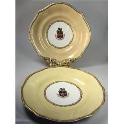 A Victorian Copeland and Garrett armorial part dessert service, each piece with the full armorial c.