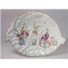 Image 1 : An 18th century English leaf dish, possibly Bow, painted with Chinese figures seated by a table sur.