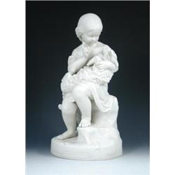 After J. Durham, 1862, a Copeland 'Art Union of London' parian group titled 'Go To Sleep', a young..