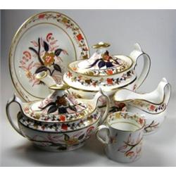 An early 19th century Imari patterned tea and coffee service, possibly Spode, each piece decorated..