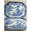 Image 1 : A pair of mid 18th century Chinese blue and white platters painted with two distant figures crossin.
