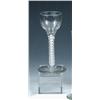 Image 1 : A late 18th century opaque twist wine glass, the ovoid bowl on double helix stem and circular foot,.