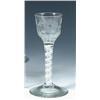 Image 1 : A late 18th century opaque twist wine glass with Jacobite implications, the bowl engraved with rose.
