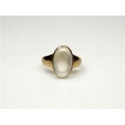 A 15ct gold moonstone ring set with an oval cabochon stone   £80-100...