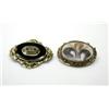 Image 1 : Two Victorian pinchbeck framed mourning brooches, one cased by Mappin & Webb, 50mm diameter, each w.
