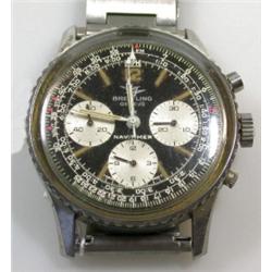 A Stainless Steel Chronograph Wristwatch Breitling Navitimer, circa 1960's the 17 jewel movement wi.