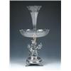 Image 1 : A Victorian electroplate centrepiece epergne, the circular gadrooned base raised on three scrolled..
