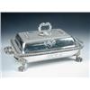Image 1 : An Old Sheffield plate entree dish, cover and warmer base of rectangular form, plain with gadrooned.