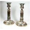 Image 1 : A pair of Old Sheffield plate telescopic candlesticks, each raised on a circular foot below a cylin.