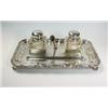 Image 1 : A modern Continental metalwares inkstand, marked Greggia, 800, of rectangular shape with moulded ed.