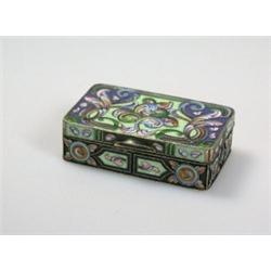 A Russian silver and polychrome enamel snuff box, marked 88 (1908-1917) with Greek Delta district m.