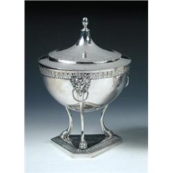 A Portuguese silver covered bowl, marked for Opporto, circa 1905, the hemispherical bowl with tongu.