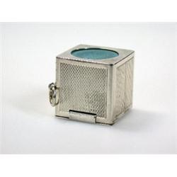 A silver billiard chalk sleeve by Francis Howard & Co, Sheffield 1981, of square shape and engine t.