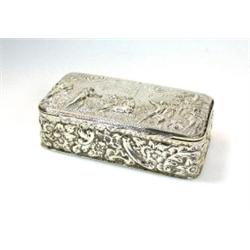 A Victorian silver dressing table box by Nathan and Hayes, Birmingham 1893, of rectangular shape, r.